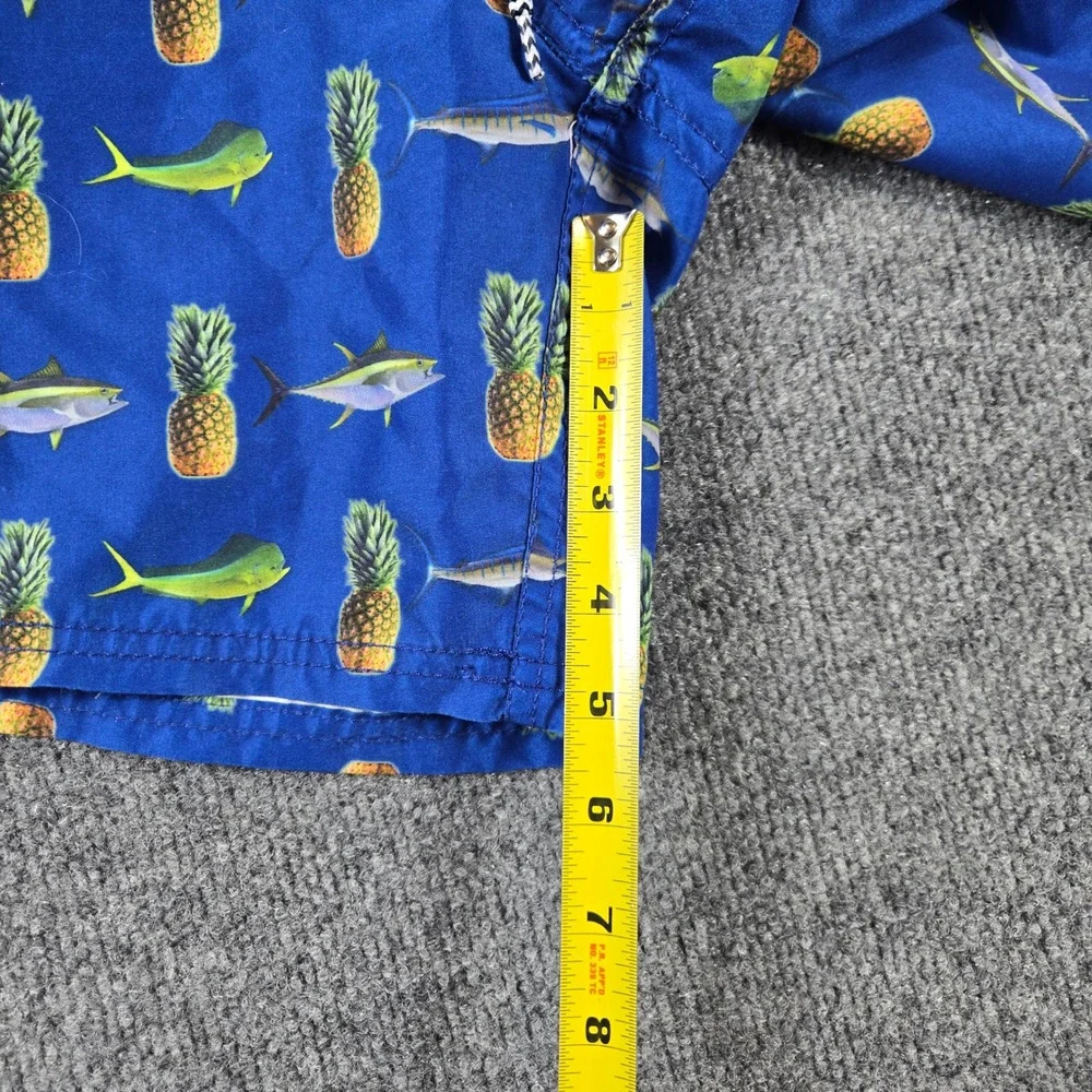 Tormenter Swim Trunks Mens Small Blue Pineapple Fish Board Shorts swim